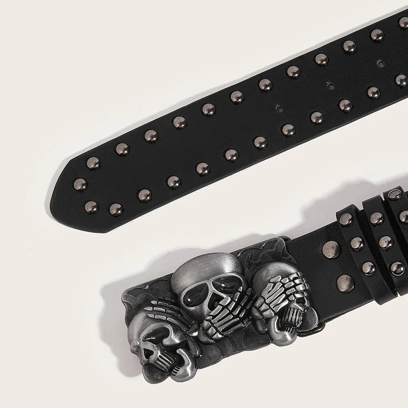 Desinger Belts for Women High Quality Luxury Brand Punk Goth Rivet Black Jeans Unisex Men Belt Paw Skull Buckle Waistband Man