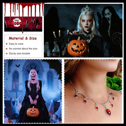 Gothic Red/Black Necklace for Women Blood Charm Necklace Vampire Necklaces Costume Renaissance Costume Women Goth Jewelry Steampunk Cosplay Jewelry Gift for Halloween Party