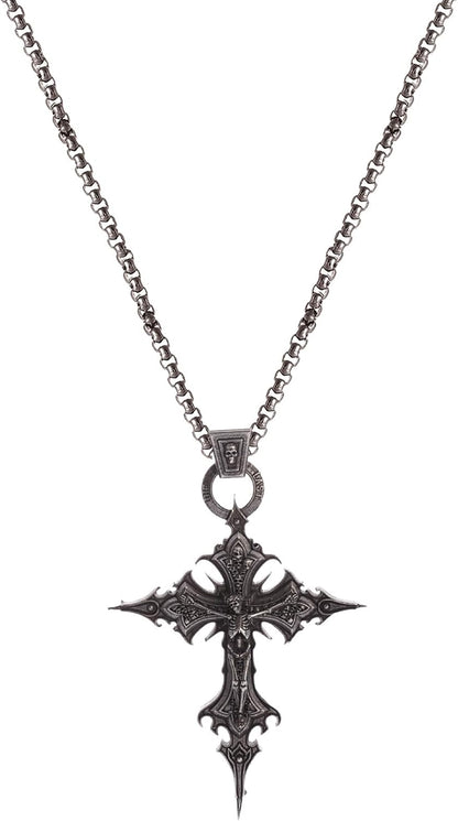 Cluksik gothic cross necklace, dark fashion accessory with a detailed cross pendant, perfect for grunge, emo, and daily wear styles.
