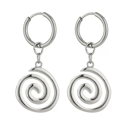 Grunge Jewelry Stainless Steel Swirl Earrings Cool Korean Charms Hoop Earrings for Women Goth Fashion Accessories Cute Punk