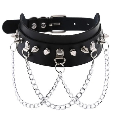Harajuku Sexy Heart Rivets PU Leather Goth Punk Choker necklace with chunky design, featuring heart and rivet details for trendy girls.