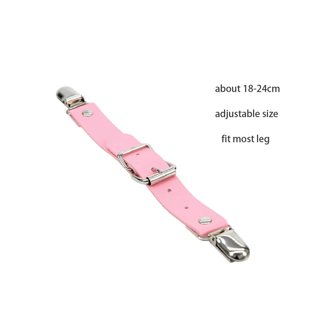 Sexy Leather Heart Belt Elastic Leg Thigh Garter Girl Women Harness Goth Accessories Black Gothic Rivet Punk Anklet