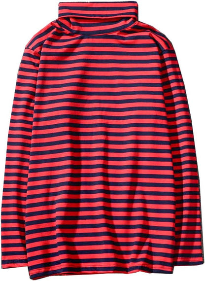 Black and white striped men's crewneck tee by Hotmiss, made of soft cotton-spandex with long sleeves for comfortable style.