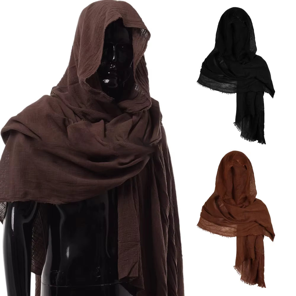 Cosplay Men'S Medieval Pirate Retro Hood Scarf Black Green Wrap Cloak Renaissance Halloween Masquerade Costume Shoulder Cowl