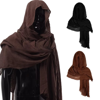 Cosplay Men'S Medieval Pirate Retro Hood Scarf Black Green Wrap Cloak Renaissance Halloween Masquerade Costume Shoulder Cowl