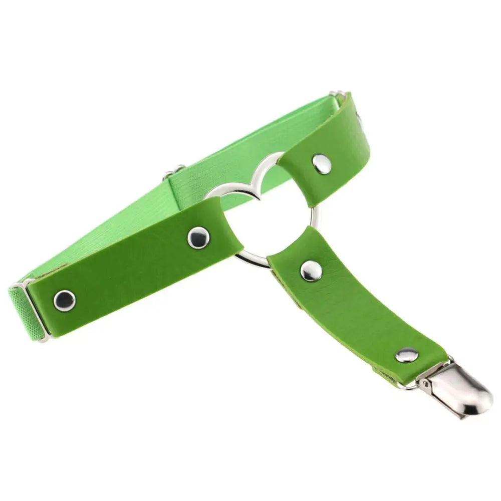 Punk Goth PU Leather Elastic Garter Belt Leg Thigh Ring Suspender Stockings Belt Leg Chain Harness Heart Body Jewelry