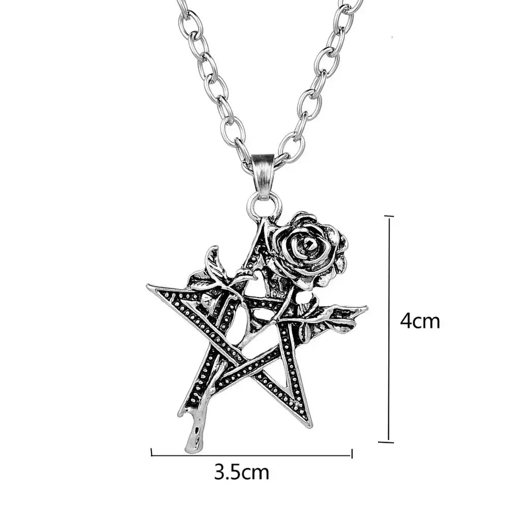 Gothic dragon bat eagle heart rose pendant necklace with intricate design, suitable for men and women, stylish costume jewelry.
