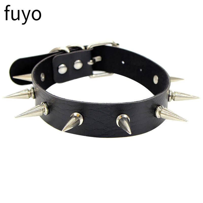 New Goth Choker Necklace Men Punk Rock Heart Geometry PU Necklace for Women Choker Gothic Bondage Goth Chocker Neck Jewelry