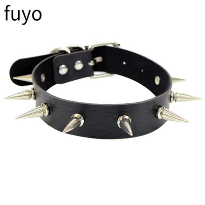 New Goth Choker Necklace Men Punk Rock Heart Geometry PU Necklace for Women Choker Gothic Bondage Goth Chocker Neck Jewelry
