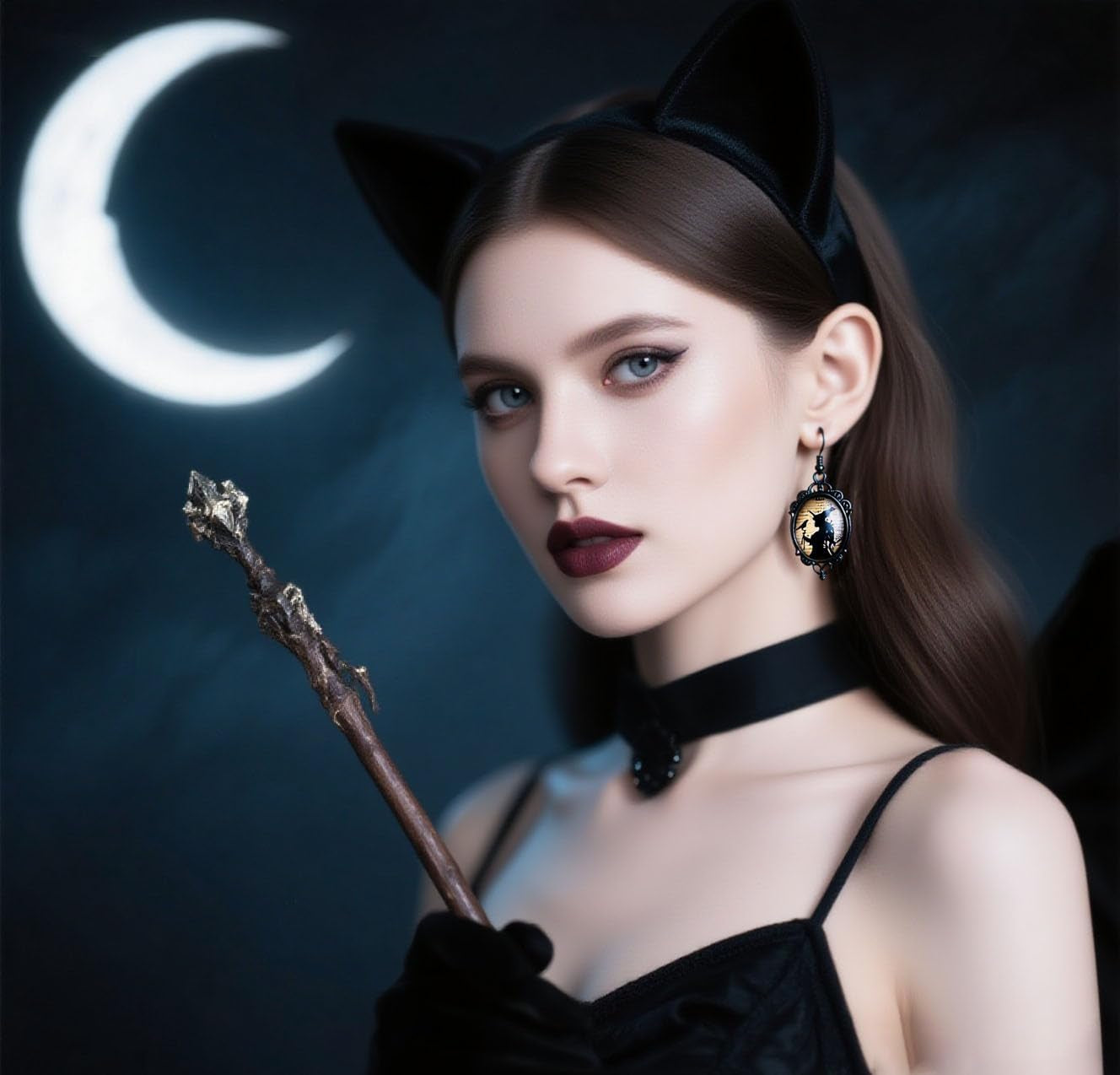 Goth Witch Earrings for Women Halloween Witch Earrings Gothic Cameo Earring Punk Emo Jewelry Halloween Earring Jewelry Emo Accessories