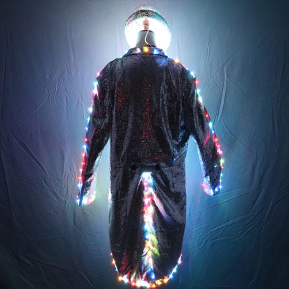Fashion Swallowtail LED Tuxedo Luminous Costumes Glowing Vestidos LED Clothing Show Men LED Clothes Dance Accessories