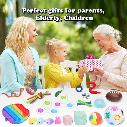 Ultimate 38-Piece Fidget Toy Set - Popit Dimple Sensory Pack for Kids & Adults - Perfect Classroom Prizes, Party Favors & Stress Relief for All Ages!