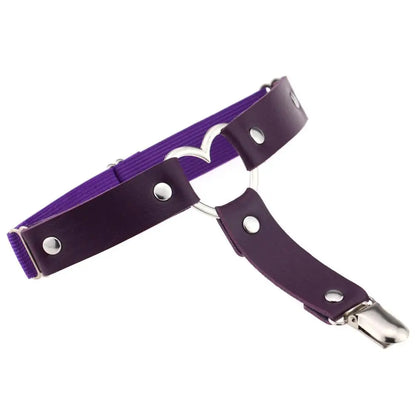 Punk Goth PU Leather Elastic Garter Belt Leg Thigh Ring Suspender Stockings Belt Leg Chain Harness Heart Body Jewelry