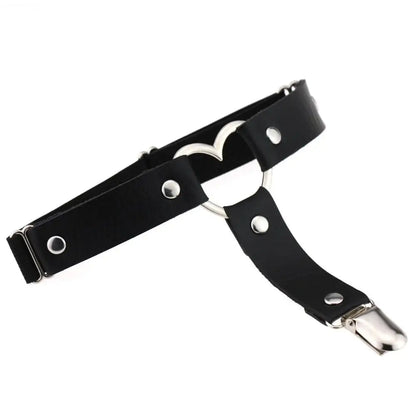 Punk Goth PU Leather Elastic Garter Belt Leg Thigh Ring Suspender Stockings Belt Leg Chain Harness Heart Body Jewelry