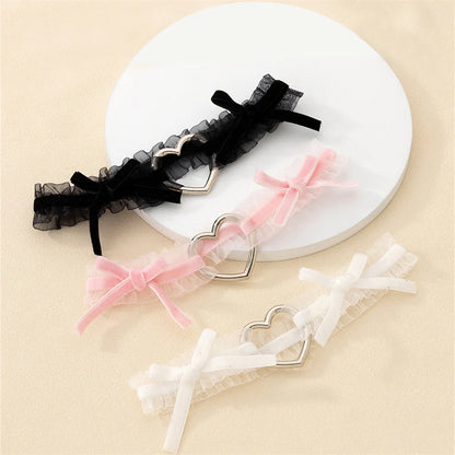 Lolita Lace Garters Leg Belt Punk Cross Heart Bow Leg Ring Goth Elastic Bell Thigh Choker Chain Women Lingerie Cosplay Harness