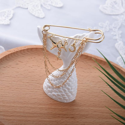 Y2K Chain Brooch Pins for Women Silver Gold Tassel Pin for Coat Collar Brooch Pin Y2K Punk Shoes Clothing Accessories