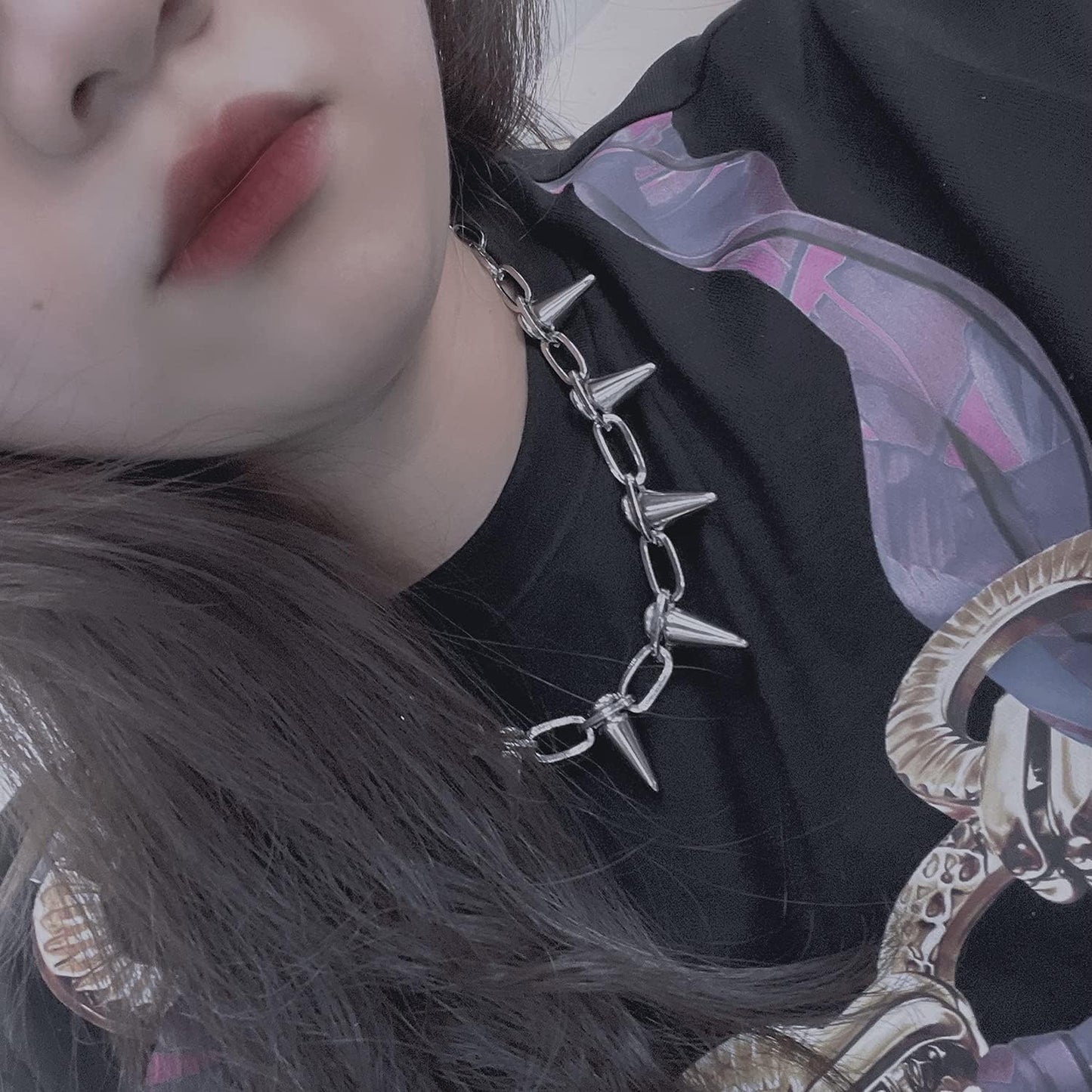 Spike Necklace Spike Choker Rivet Goth Necklaces Chokers with Spikes and Chain Streetwear Vintage Punk Necklace for Women Men