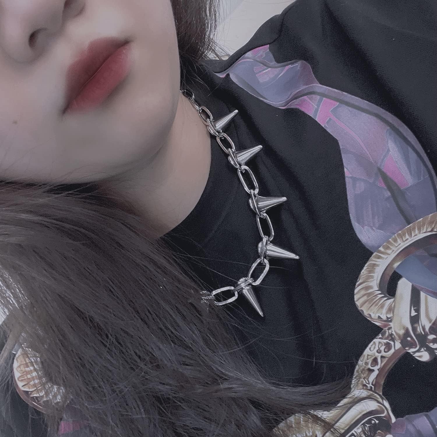Spike Necklace Spike Choker Rivet Goth Necklaces Chokers with Spikes and Chain Streetwear Vintage Punk Necklace for Women Men