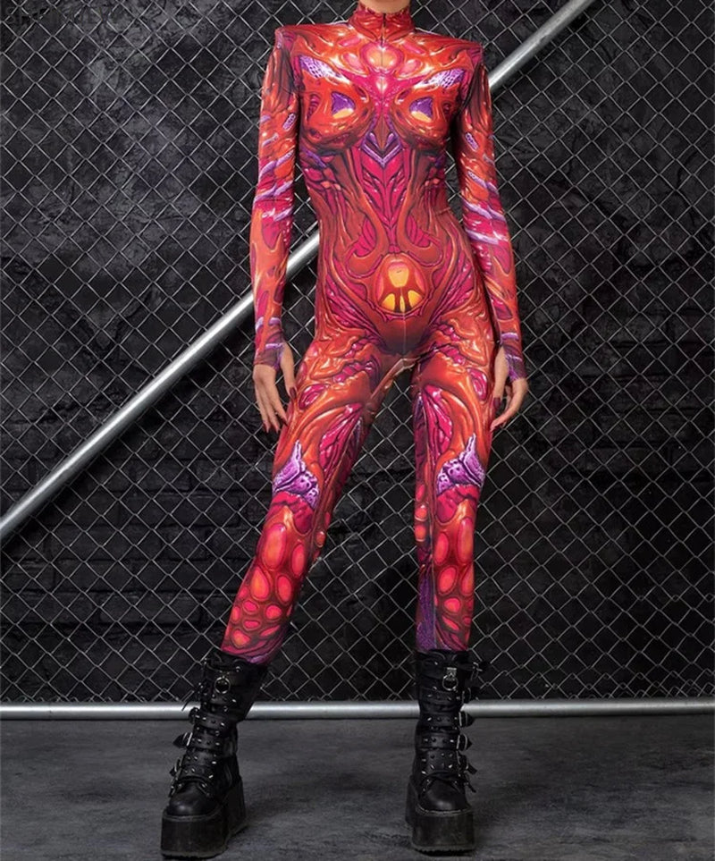 Sexy Halloween Muscle Cosplay Bodysuit for Women - High-Waisted Rave Outfit