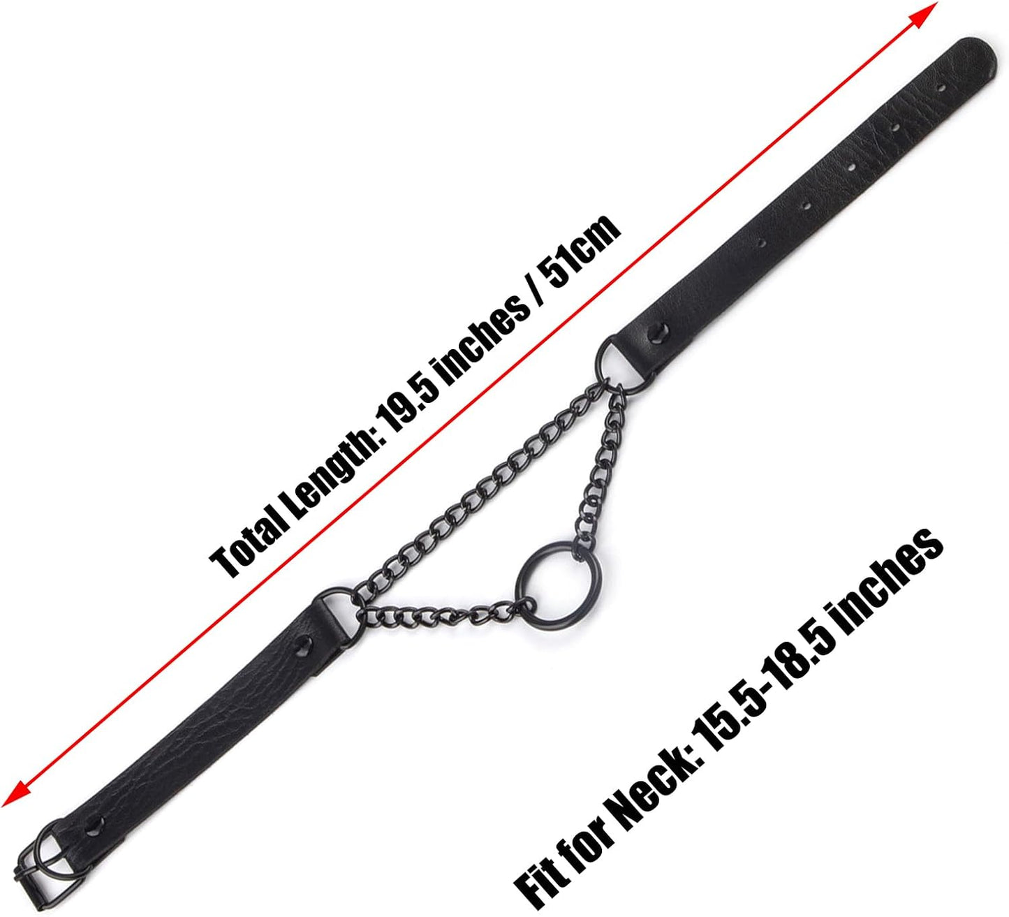 Black Gothic Leash and Collar Set, Leather Chain Necklace Punk Rock Body Chain Belt Fashion Jewelry for Halloween