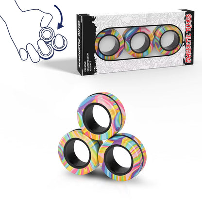 Magical 3Pcs Fidget Spinner Magnetic Ring Set - Stress Relief Toys for Adults & Kids, Perfect for Anxiety Management!