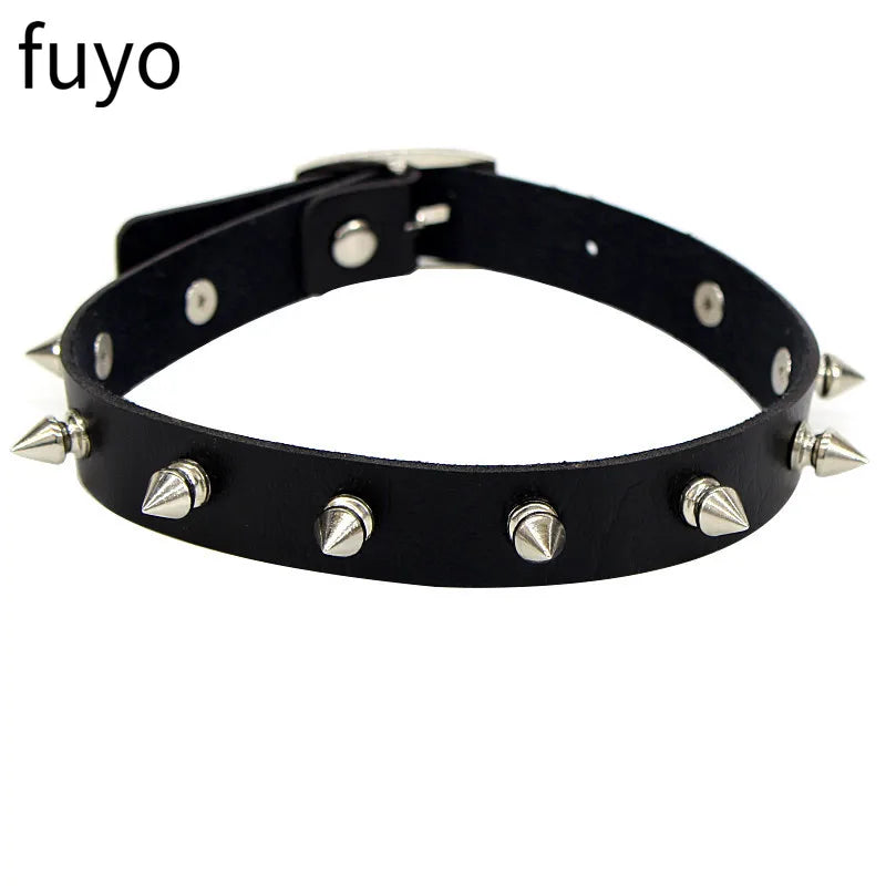 Sexy Goth Choker Necklace Men Punk Rock Heart Geometry PU Necklace for Women Choker Gothic Bondage Goth Jewelry Chocker Neck