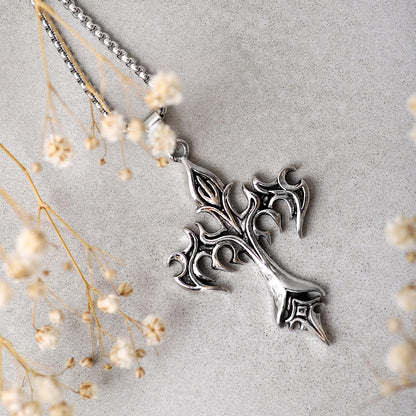 Gothic Cross Necklace, Goth Emo Punk Grunge Necklace, Costume Jewelry, Halloween Christmas Goth Jewelry Gift for Women