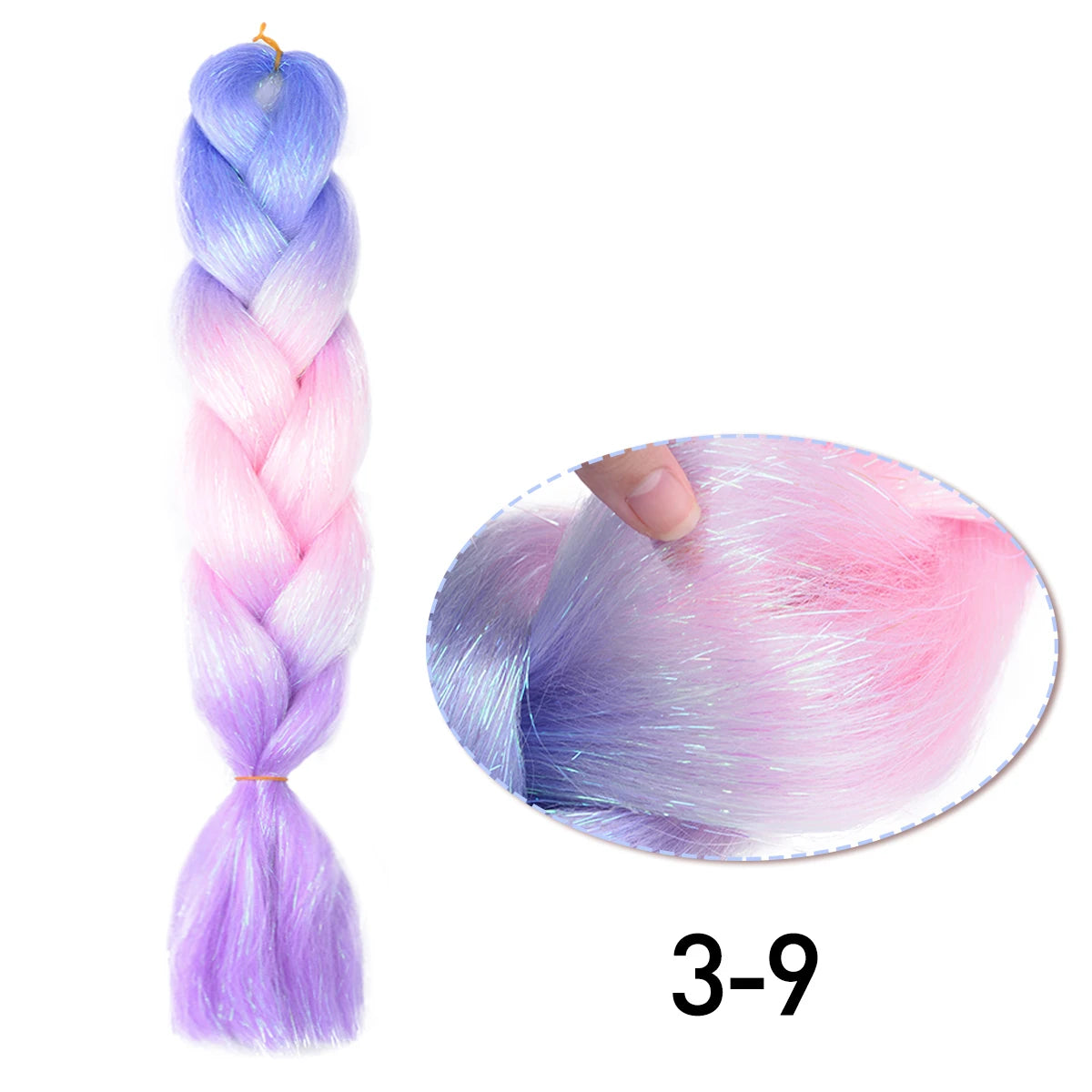 Rainbow Ombre Jumbo Braid Hair Glitter Tinsel Extensions - Sparkle Up Your Festival Look!