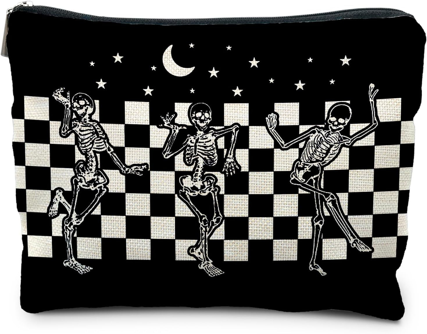 Goth Spooky Gifts for Women, Gothic Horror Skeleton Black Makeup Bag Cosmetic Pouch