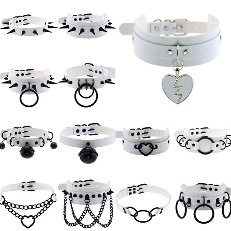 Y2K Gothic punk heart choker necklace featuring dark jewelry style with a heart pendant, ideal for women and girls' Harajuku fashion