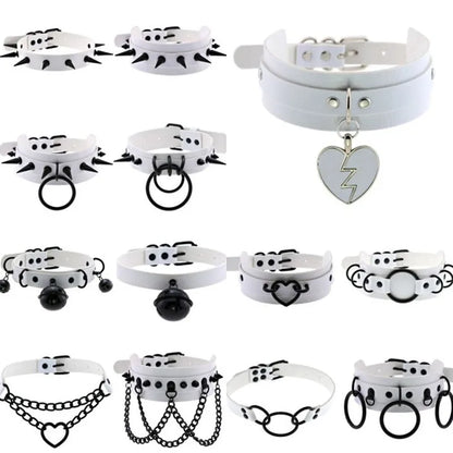 Y2K Gothic punk heart choker necklace featuring dark jewelry style with a heart pendant, ideal for women and girls' Harajuku fashion