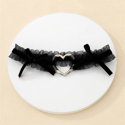 Lolita Lace Garters Leg Belt Punk Cross Heart Bow Leg Ring Goth Elastic Bell Thigh Choker Chain Women Lingerie Cosplay Harness