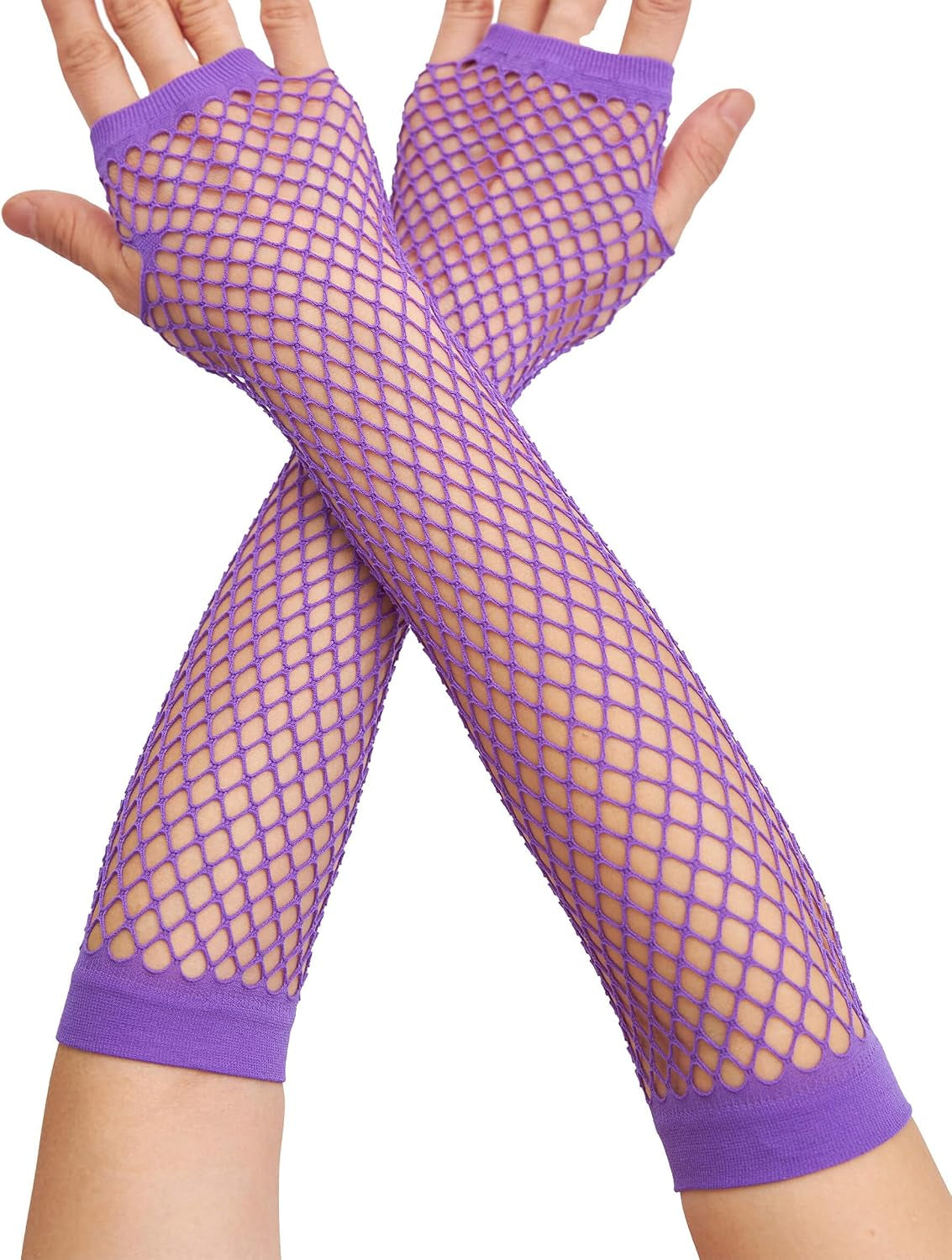 Lone Fishnet Gloves Fingerless for Women Fish Net Arm Sleeve Mesh Emo Goth Punk 80S Scene Accessories