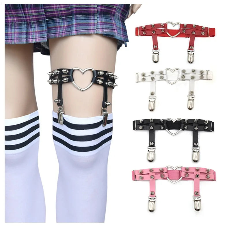 Women Sexy Leather Thigh Garter Belt Pu Punk Elastic Harness Leg Strap Goth Stocking Leglet Belt Garters Suspender for Girl