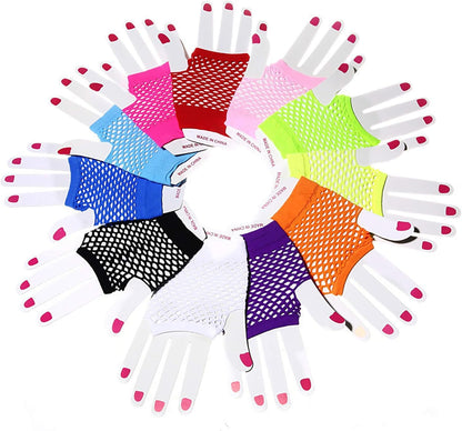 Fingerless Short Fishnet Gloves for Women - Emo Goth 80s Scene Accessories