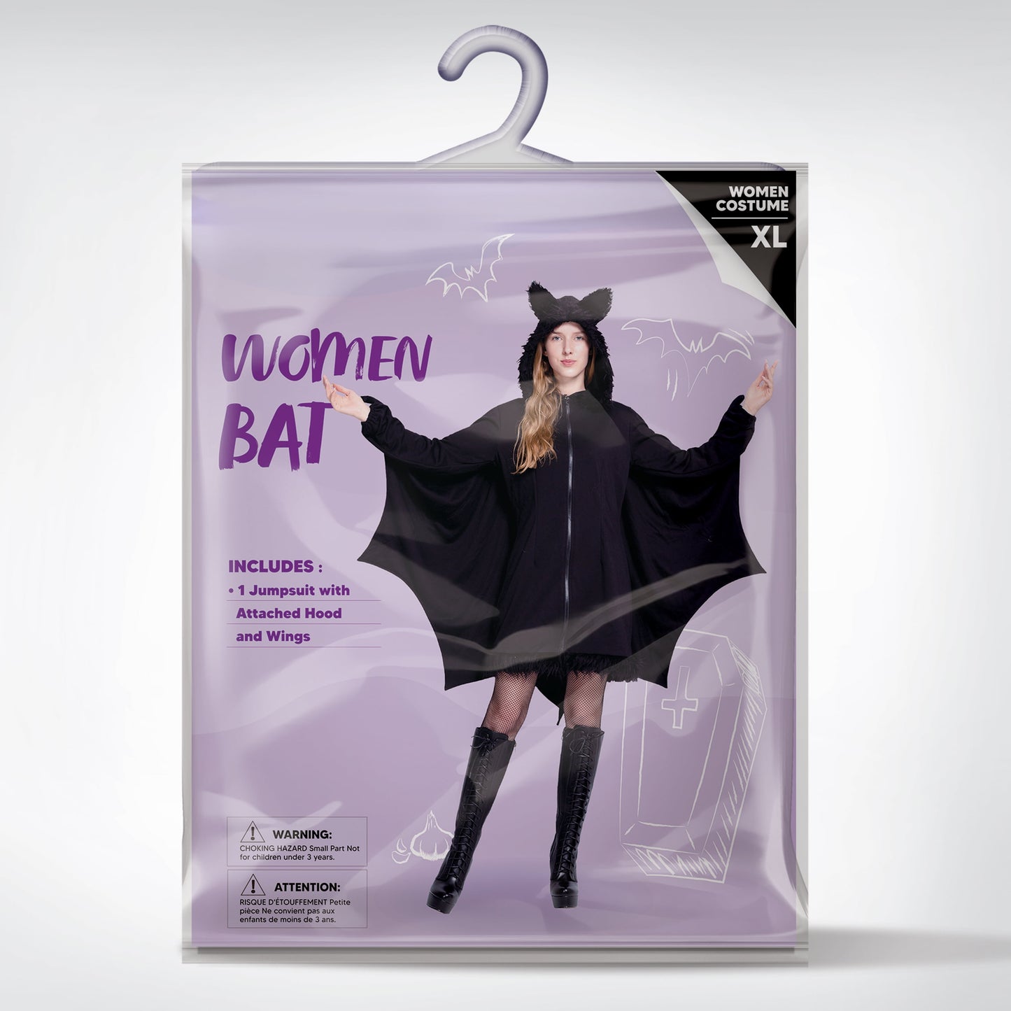 Joyfy Women's Bat Zip Hoodie - Perfect Halloween Costume for Adults, Ideal for Parties and Cosplay