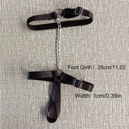 Gothic Black Elastic Band Anklet Bracelet for Women - Perfect for Summer High Heels & Barefoot Sandals