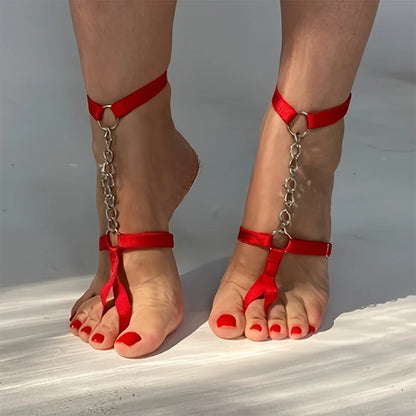 Gothic Black Elastic Band Anklet Bracelet for Women - Perfect for Summer High Heels & Barefoot Sandals