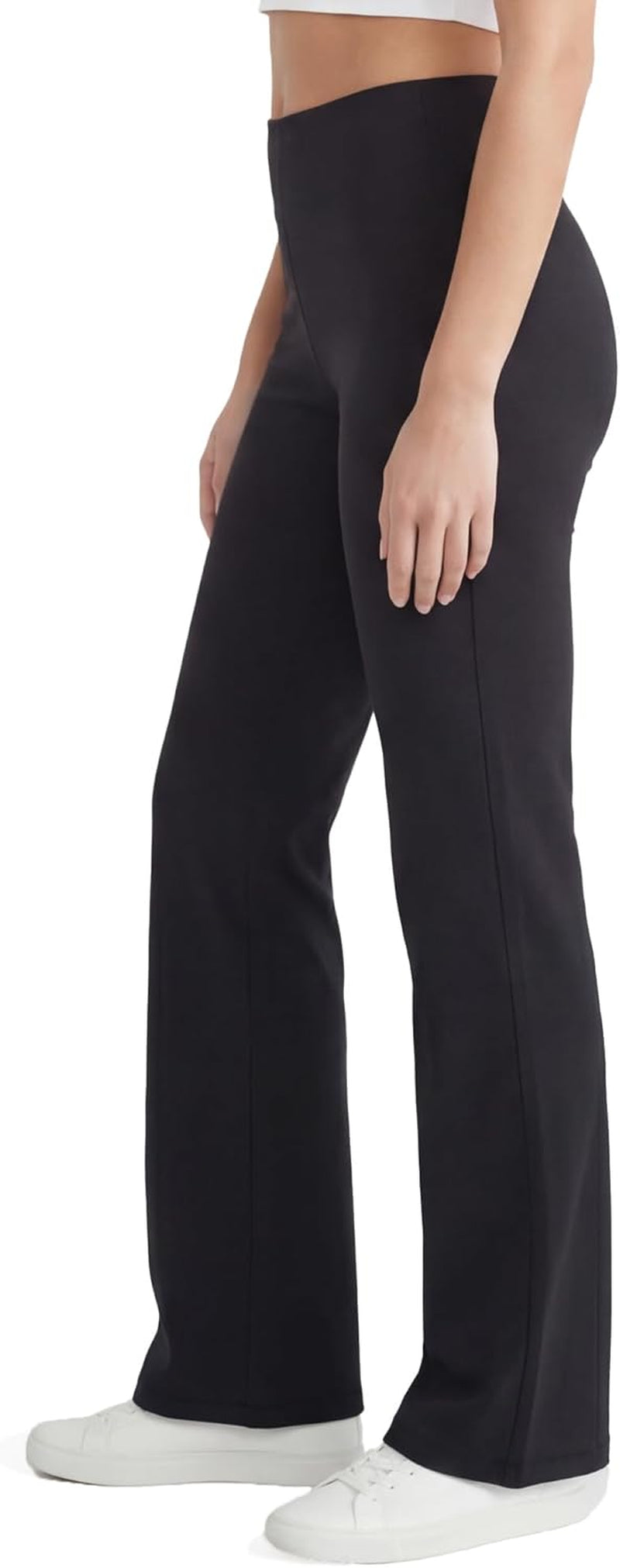 Flared Cotton Lounge Yoga Pants for Women - 32.5" Inseam with Wide Waistband
