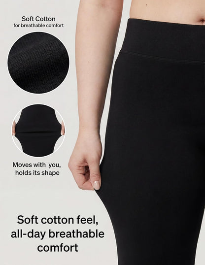 Flared Cotton Lounge Yoga Pants for Women - 32.5" Inseam with Wide Waistband