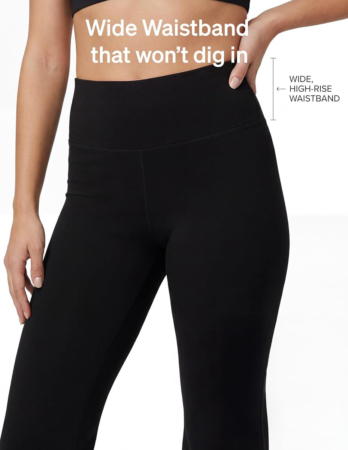 Flared Cotton Lounge Yoga Pants for Women - 32.5" Inseam with Wide Waistband