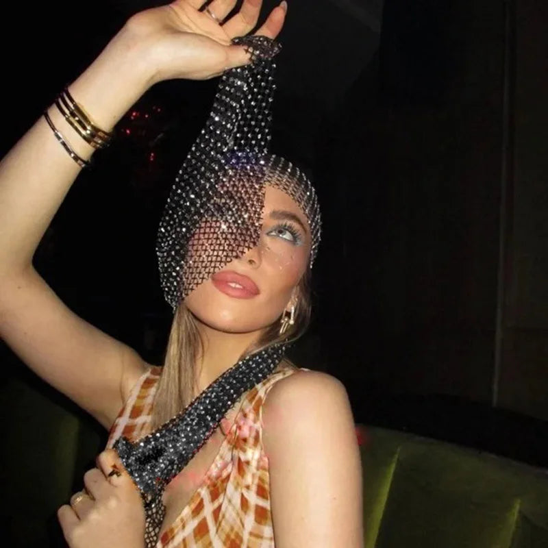 Sparkling Rhinestone Bandana Headband - Glamorous Hair Wrap for Rave, Festivals, & Parties