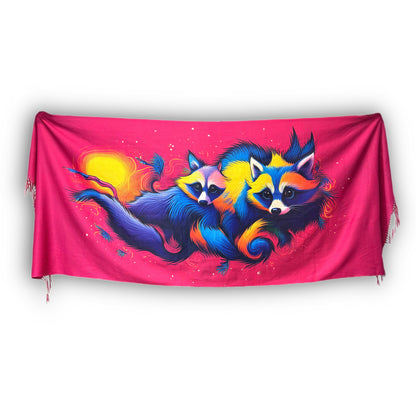 Nocturnal Raccoon Festival Rave Pashmina Scarf - Embrace Your Wild Side!