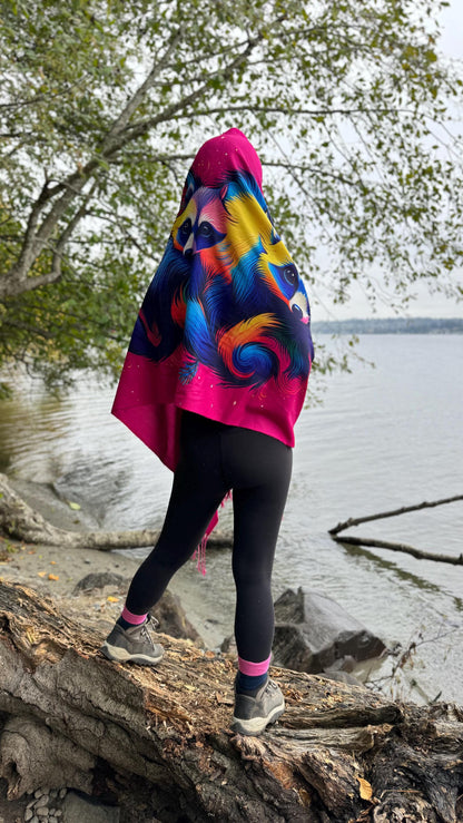 Nocturnal Raccoon Festival Rave Pashmina Scarf - Embrace Your Wild Side!