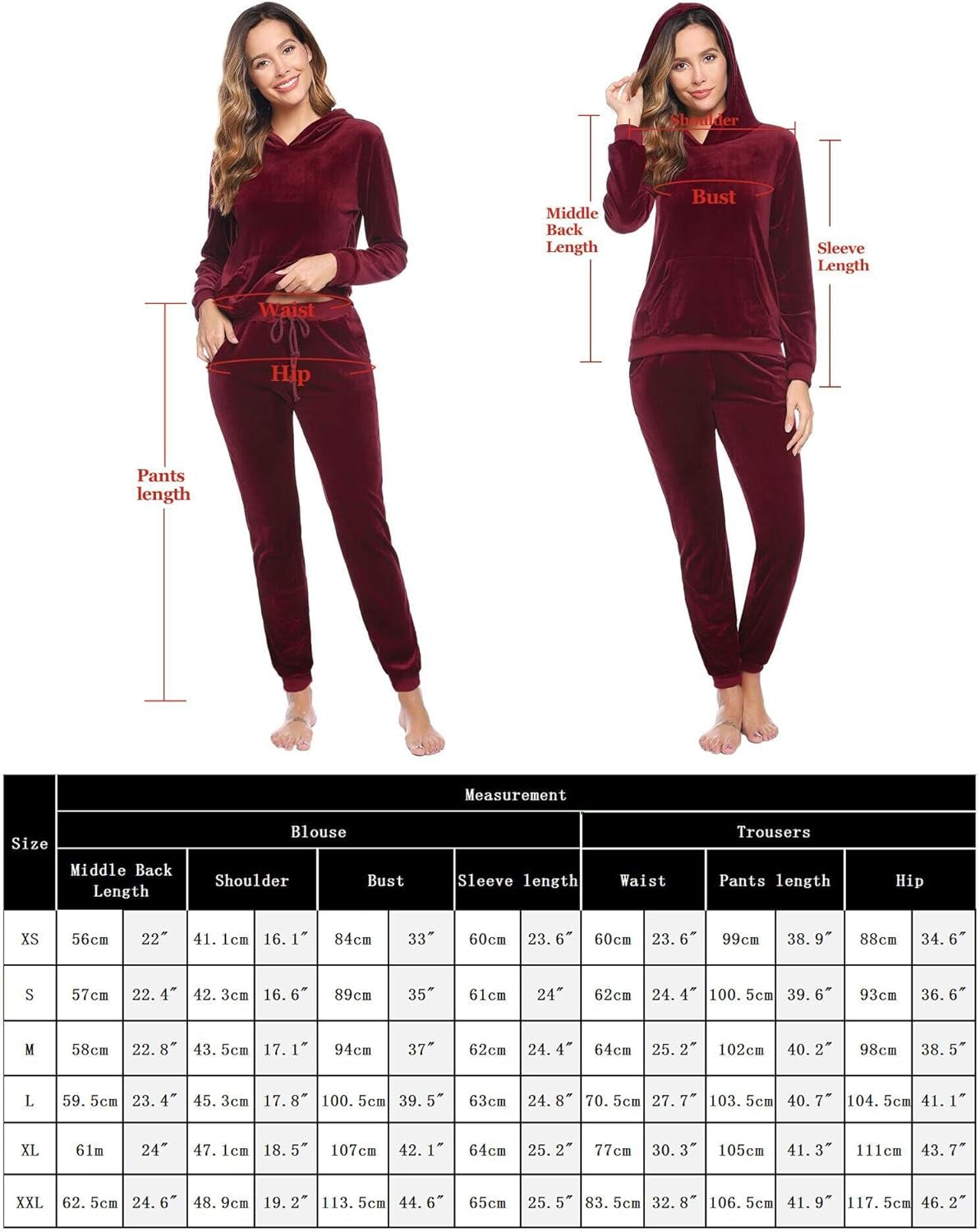 Stylish Women's Brown Velour Hoodie & Pant Tracksuit Set - XS Size