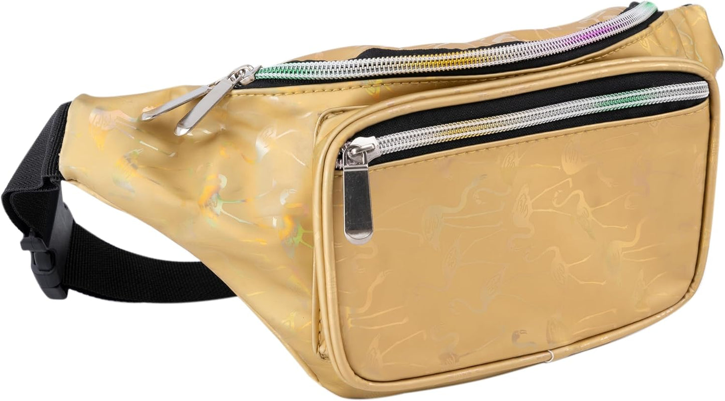 Holographic Neon Rave Stars Fanny Pack – Ultimate Waist Pack for Festivals, Concerts, & Travel!