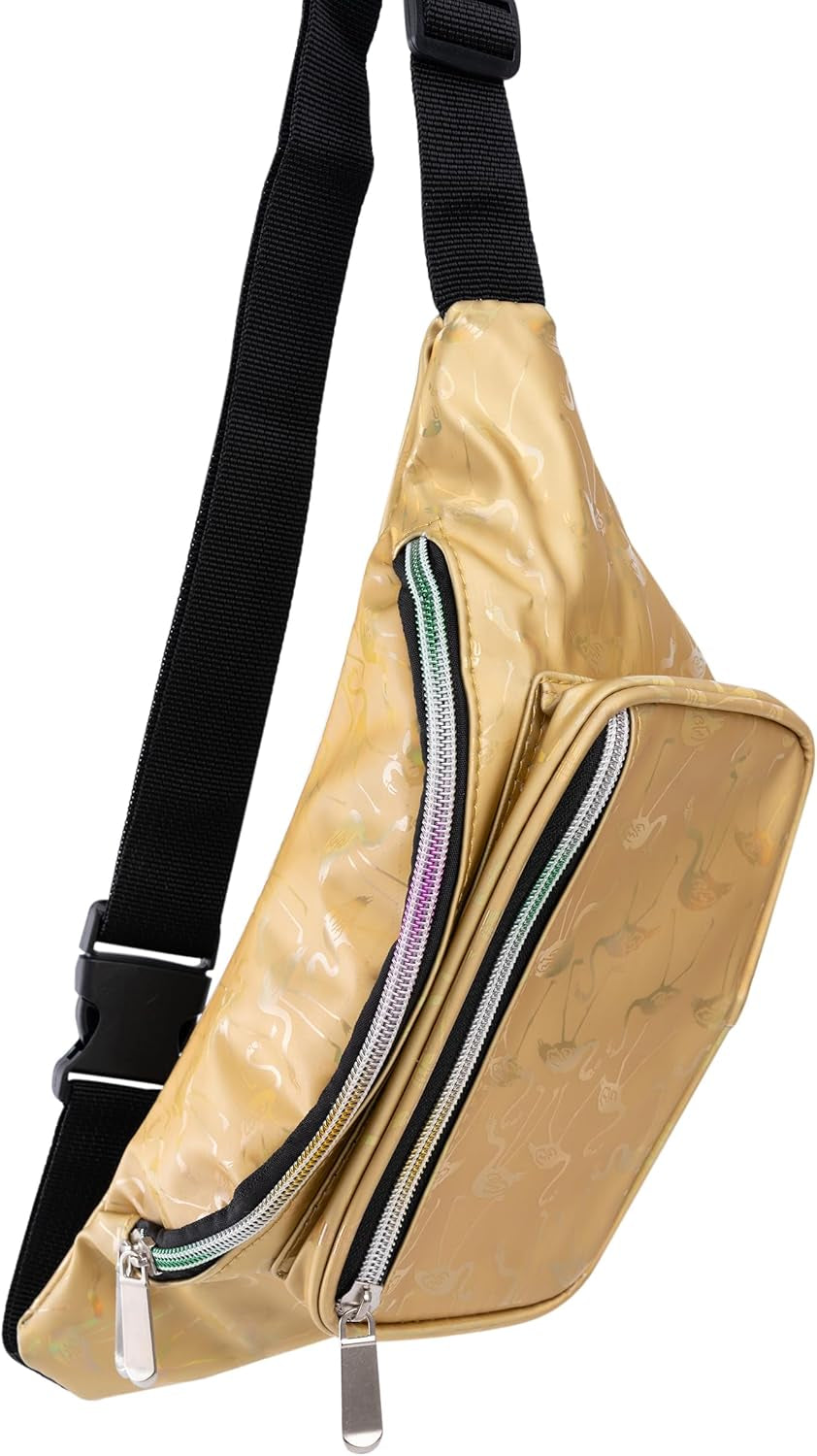 Holographic Neon Rave Stars Fanny Pack – Ultimate Waist Pack for Festivals, Concerts, & Travel!