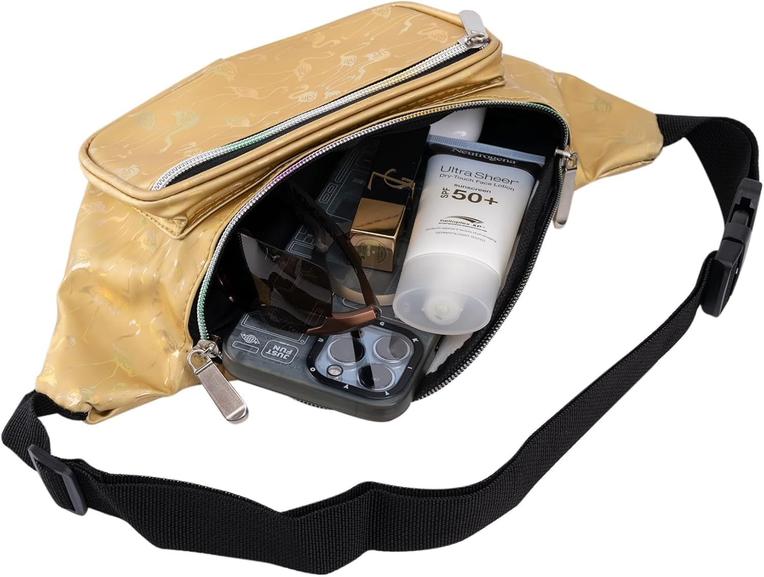 Holographic Neon Rave Stars Fanny Pack – Ultimate Waist Pack for Festivals, Concerts, & Travel!