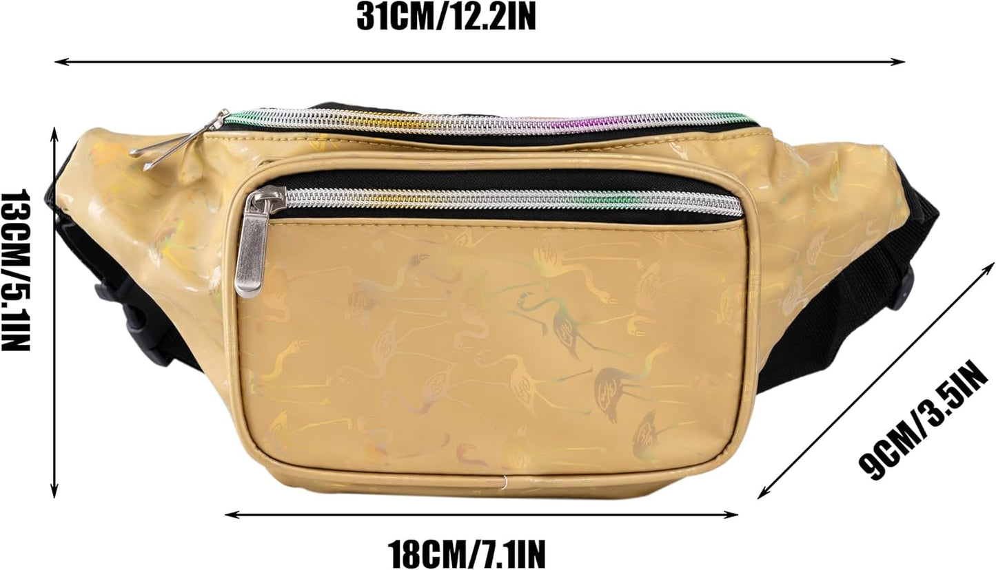 Holographic Neon Rave Stars Fanny Pack – Ultimate Waist Pack for Festivals, Concerts, & Travel!