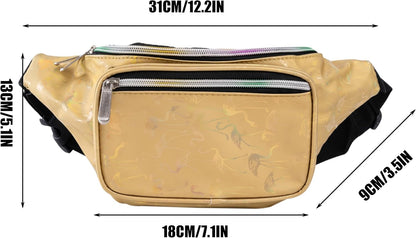 Holographic Neon Rave Stars Fanny Pack – Ultimate Waist Pack for Festivals, Concerts, & Travel!